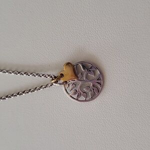 925 Silver Tree Of Life Gold Heart Charm Pendant Necklace